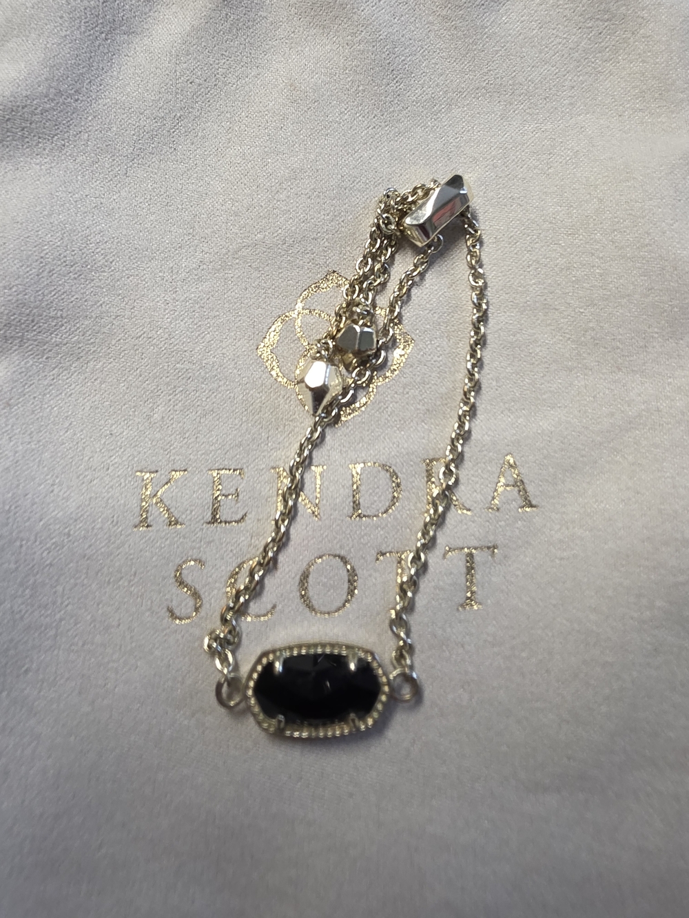 Kendra Scott Gold Elaina Adjustable Bracelet With Black Stone
